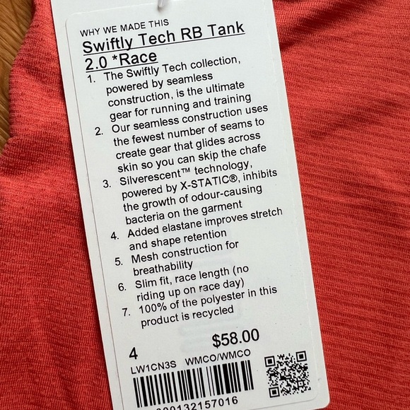 Lululemon Swiftly Tech Racerback Tank Top 2.0 *Race Length, Warm Coral Size 4 - Picture 3 of 4